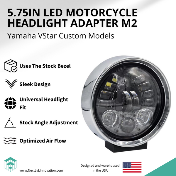 Yamaha VStar 650 and 1100 Custom LED headlight adapter