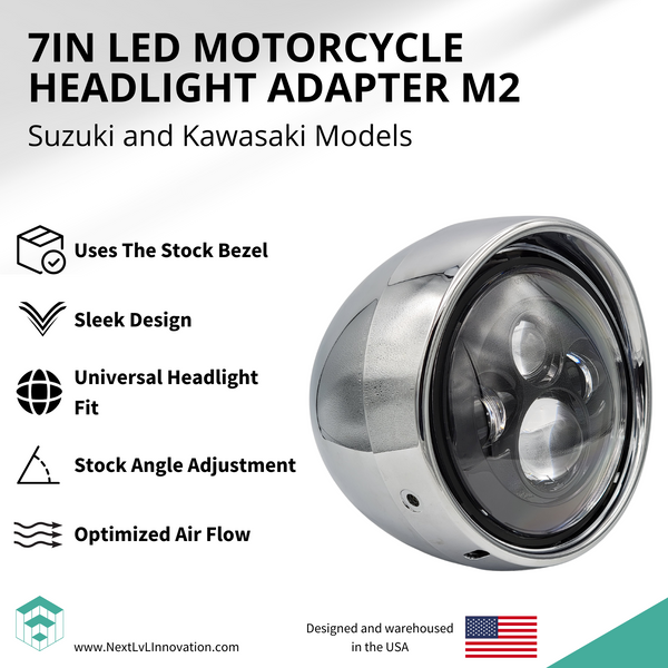 7in LED Headlight adapter for Suzuki and Kawasaki motorcycles