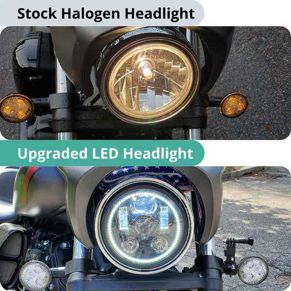 Motorcycle halogen to LED headlight conversion