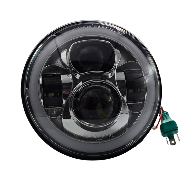 7in LED Chrome Headlight with White Halo