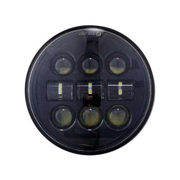 5.75in Deluxe LED Headlight with 9 LED bulbs. Black housing.