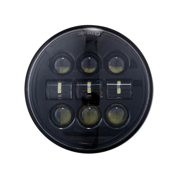 5.75in Deluxe LED Headlight with 9 LED bulbs. Black housing.