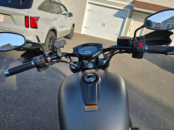 Yamaha Stryker Seat view with handlbar risers