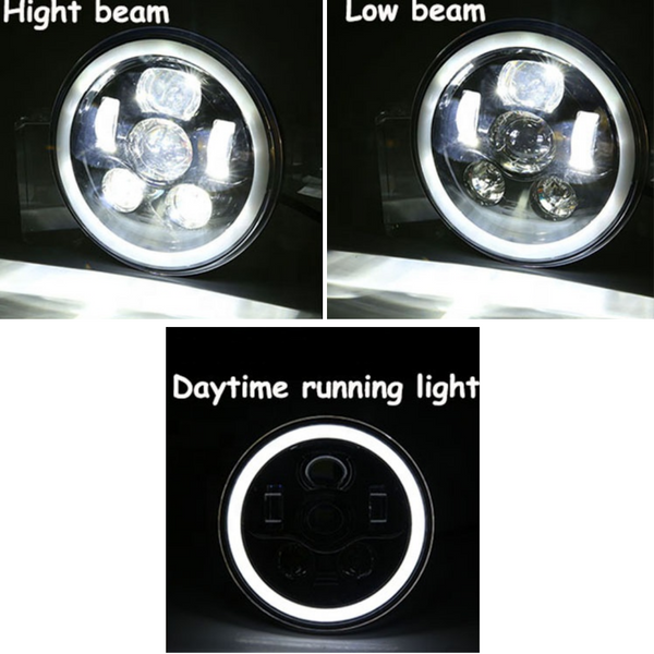 7in Halo LED headlight Low, High and Halo lights 