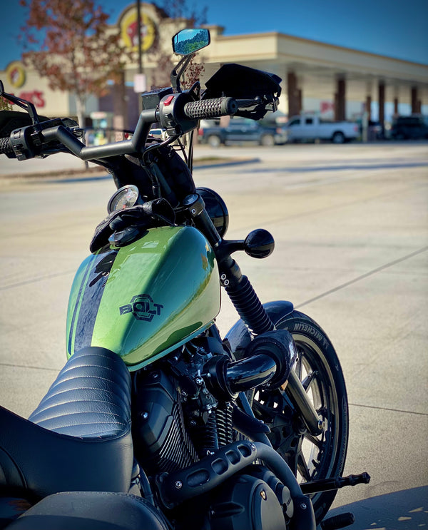 Rear side of the Yamaha Bolt with PowerMadd handguards